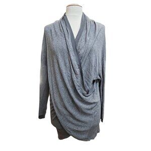 Armani Collezioni Gray Cross Drape Sweater Wool Blend Long Sleeve‎ Women Size 14